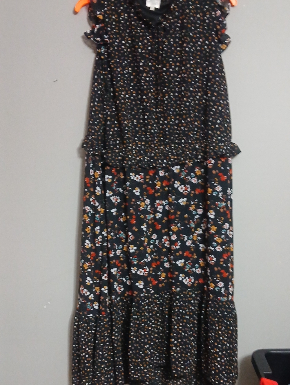 Womens 3x Ava James Black Floral Maxi Dress